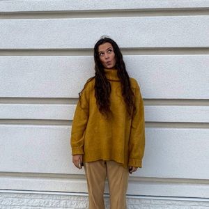 Mustard color turtleneck sweater